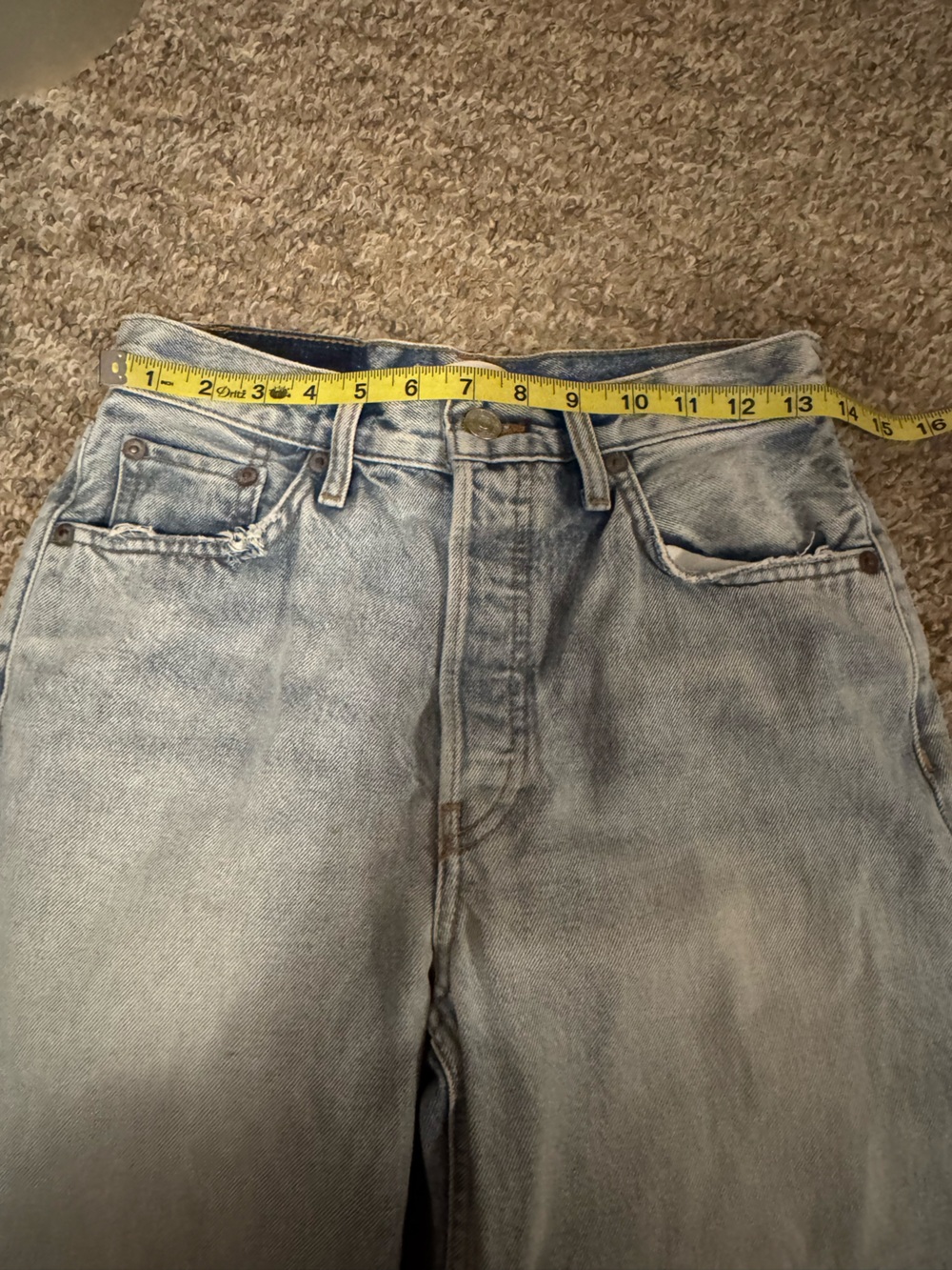 Re/Done Slim Straight Jeans in Faded Light Blue - Picture 6 of 9